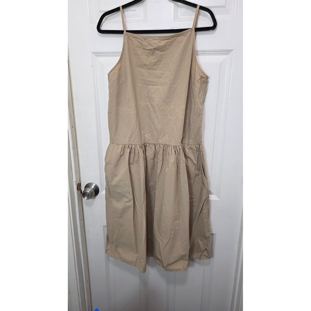 Diamond Leah Cotton Midi Dress Womens XL/XXL Tan Khaki‎ Spaghetti Strap Pockets